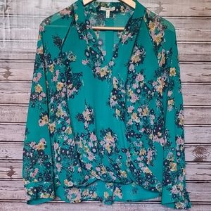 2 For $10 Maurices Teal Green Floral Cut Out Blouse M